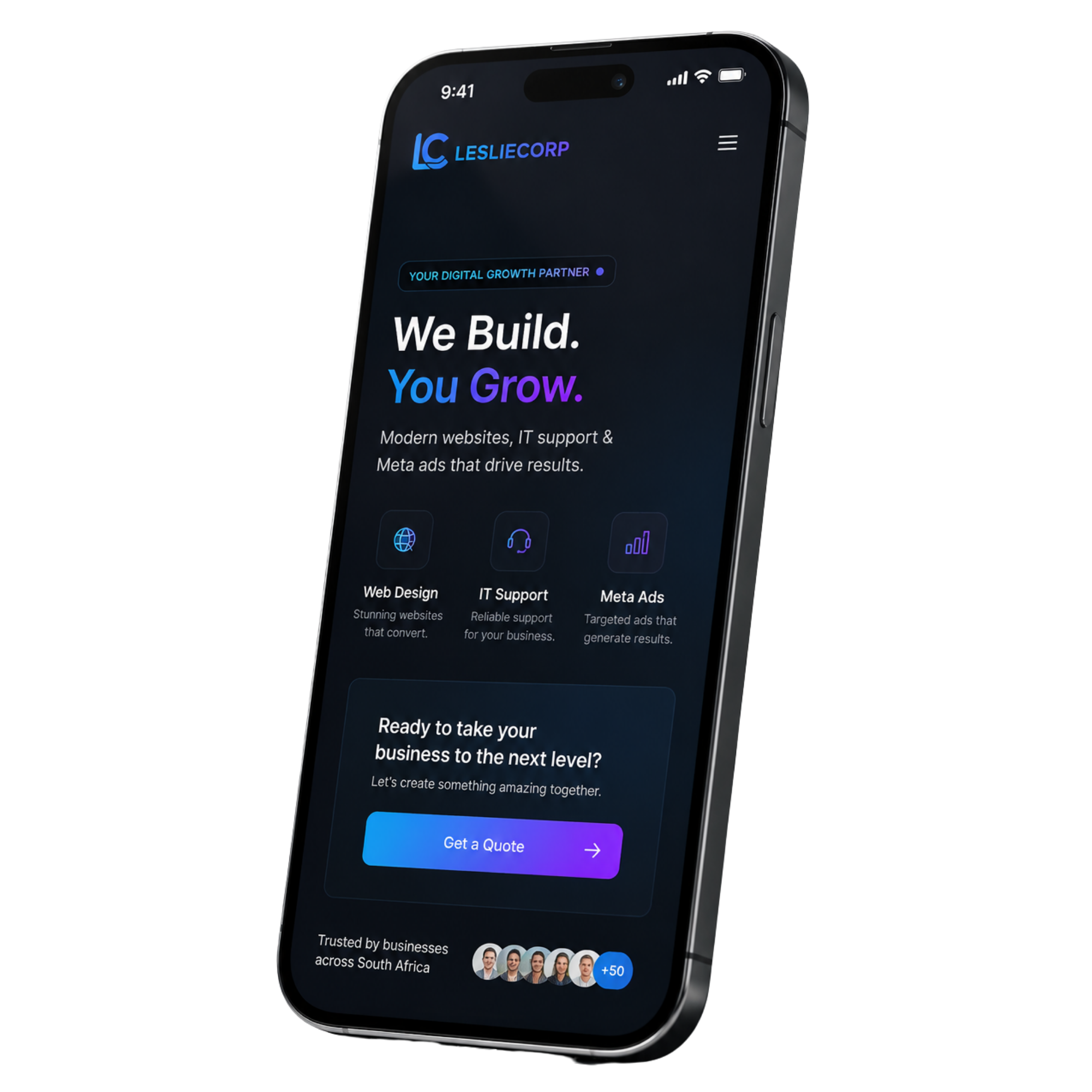 Website cost South Africa - custom web design mockup on mobile phone